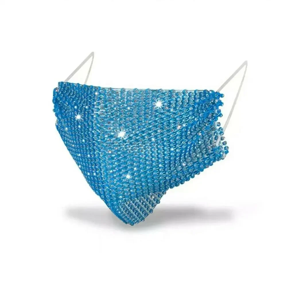 Sparkly Rhinestone Mesh Mask See Through Crystal Jewelry Party Mask